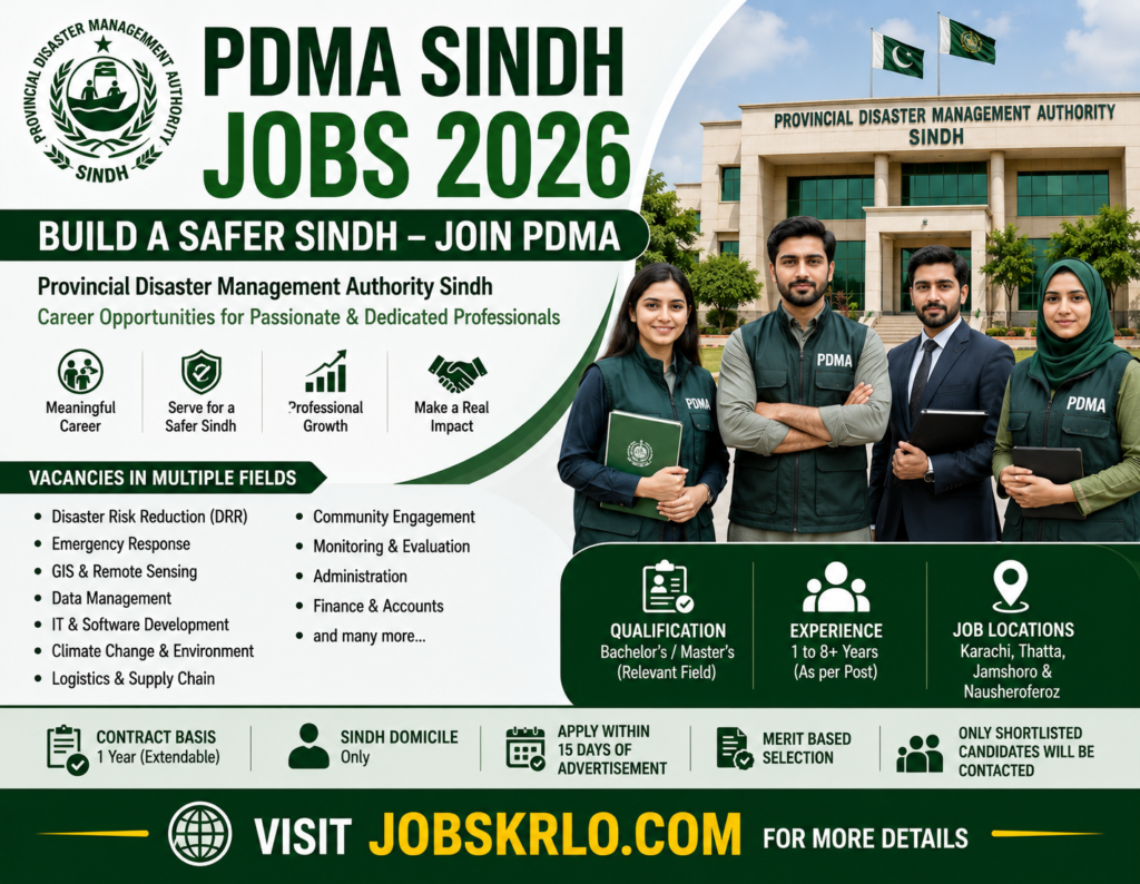 PDMA Sindh Jobs 2026 – Apply Online For 300+ PDMA New Vacancies