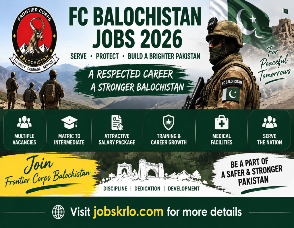 FC Balochistan Jobs 2026 – Online Apply for Frontier Corps Balochistan Latest Vacancies